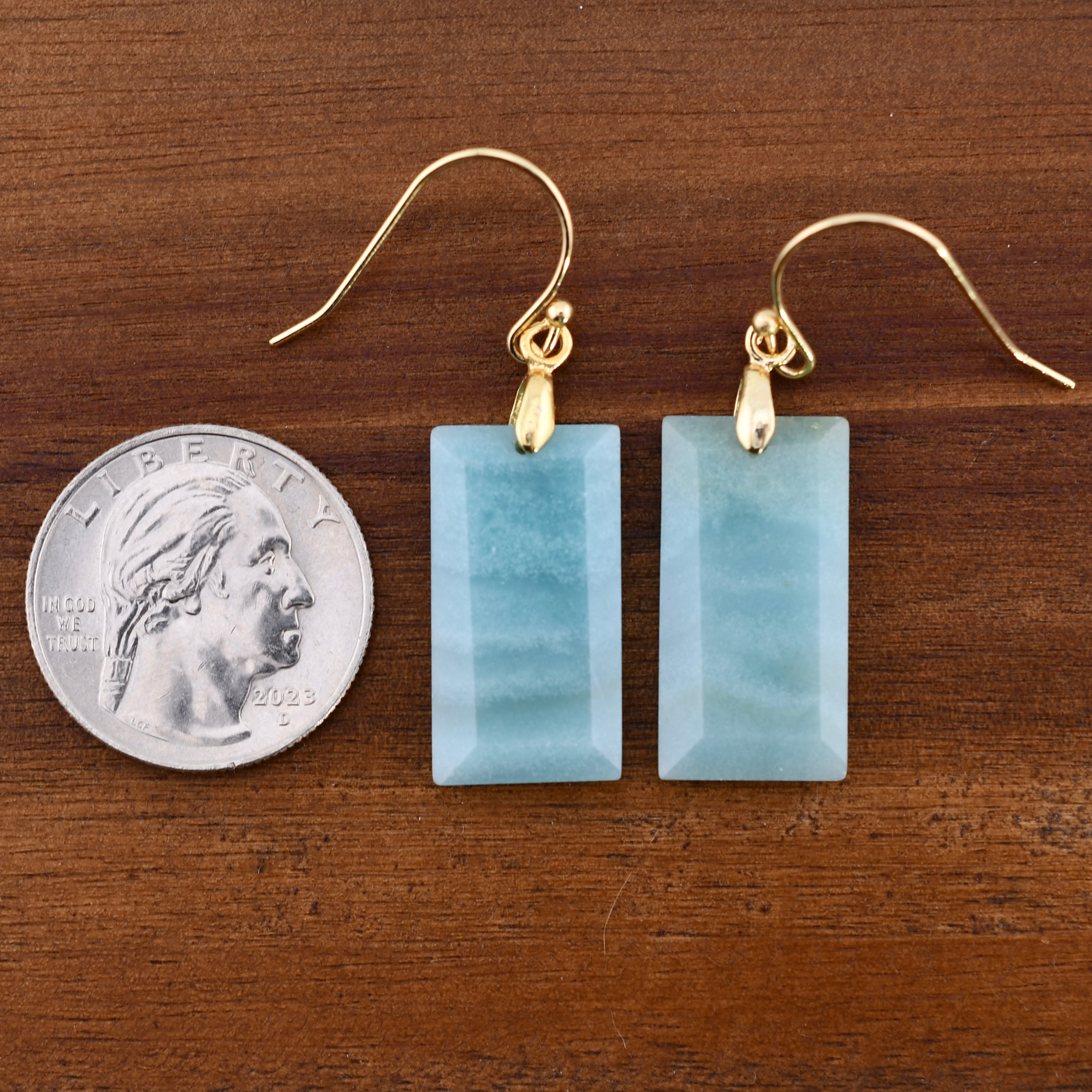 Beveled Earrings in Amazonite by Harold & Hazel