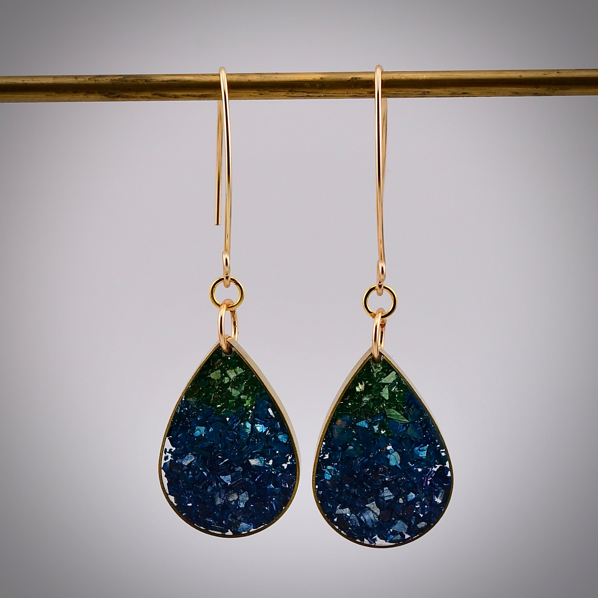 Blue & Green Glitter Earrings