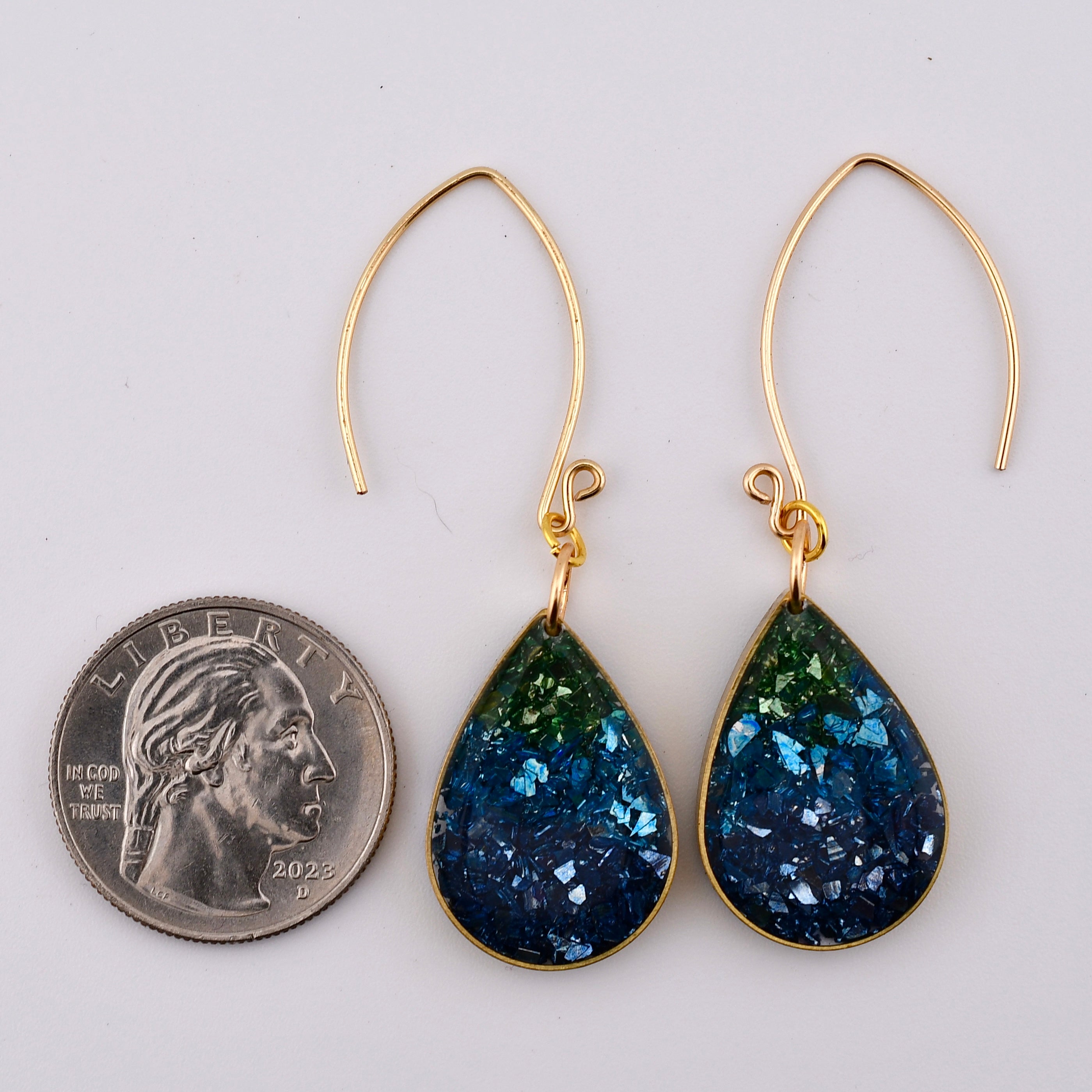 Blue & Green Glitter Earrings