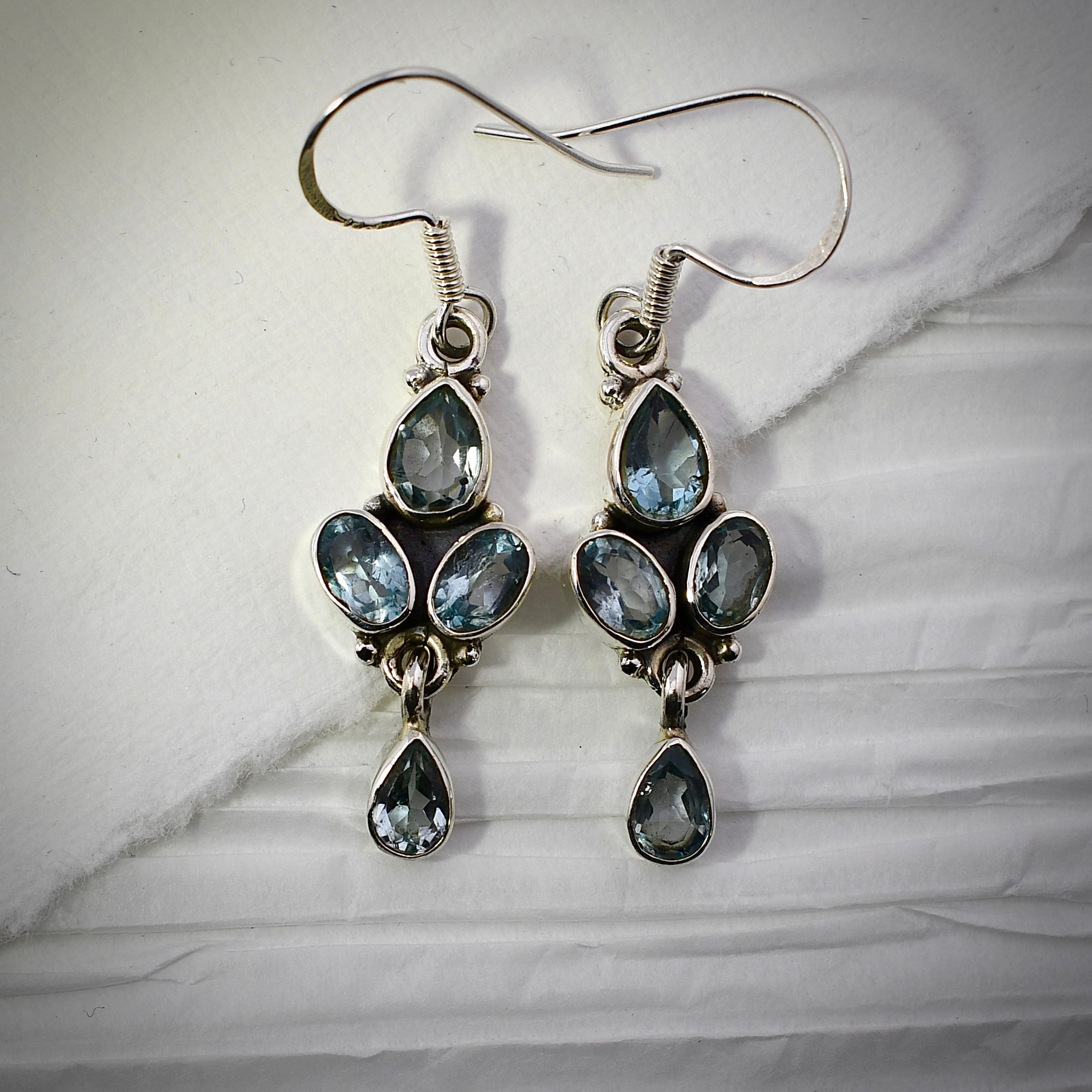 Blue Topaz Cluster Earrings