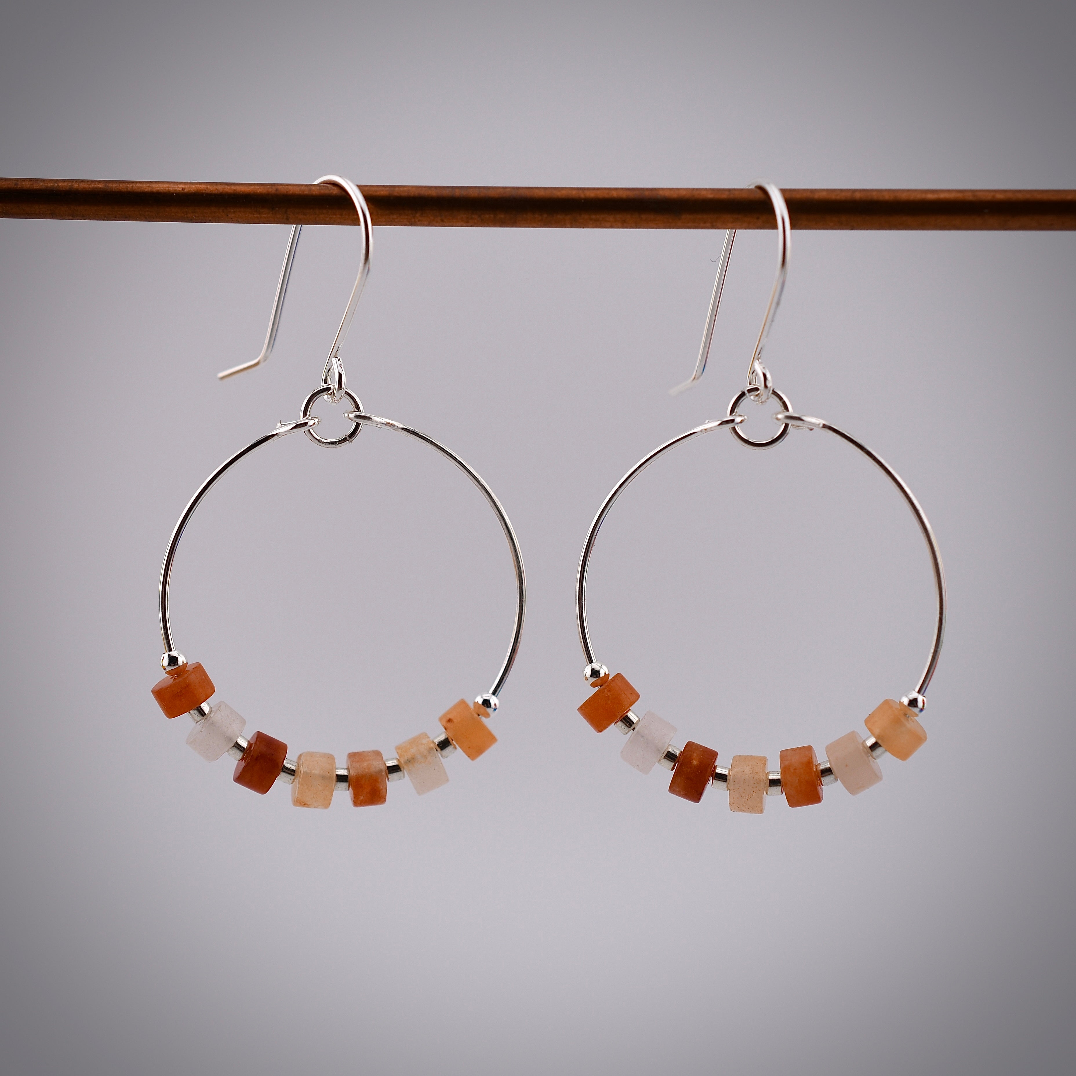 Sterling Silver Carnelian Hoop Earrings