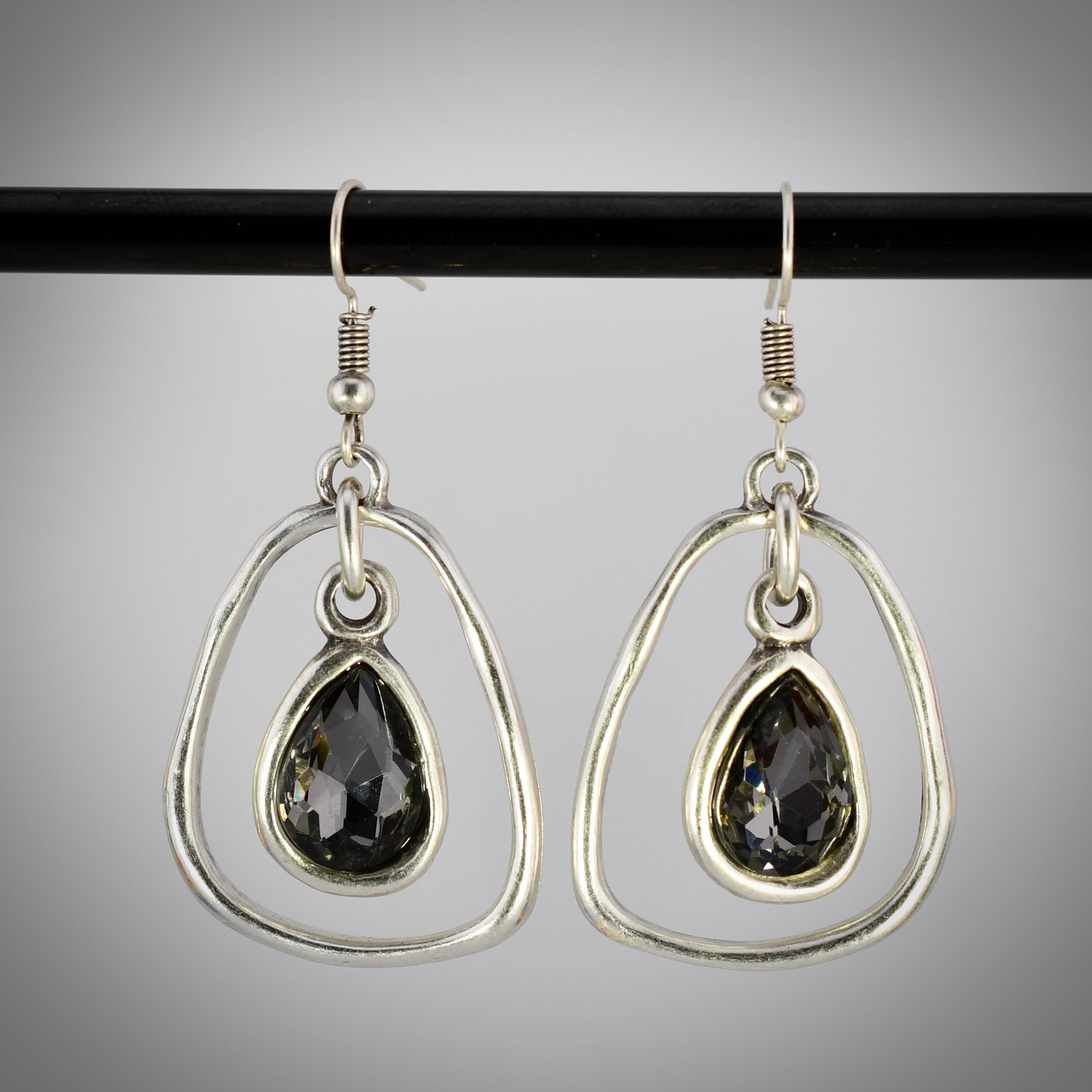 Dark Gray Crystal Pewter Earrings by Chanour for Harold & Hazel