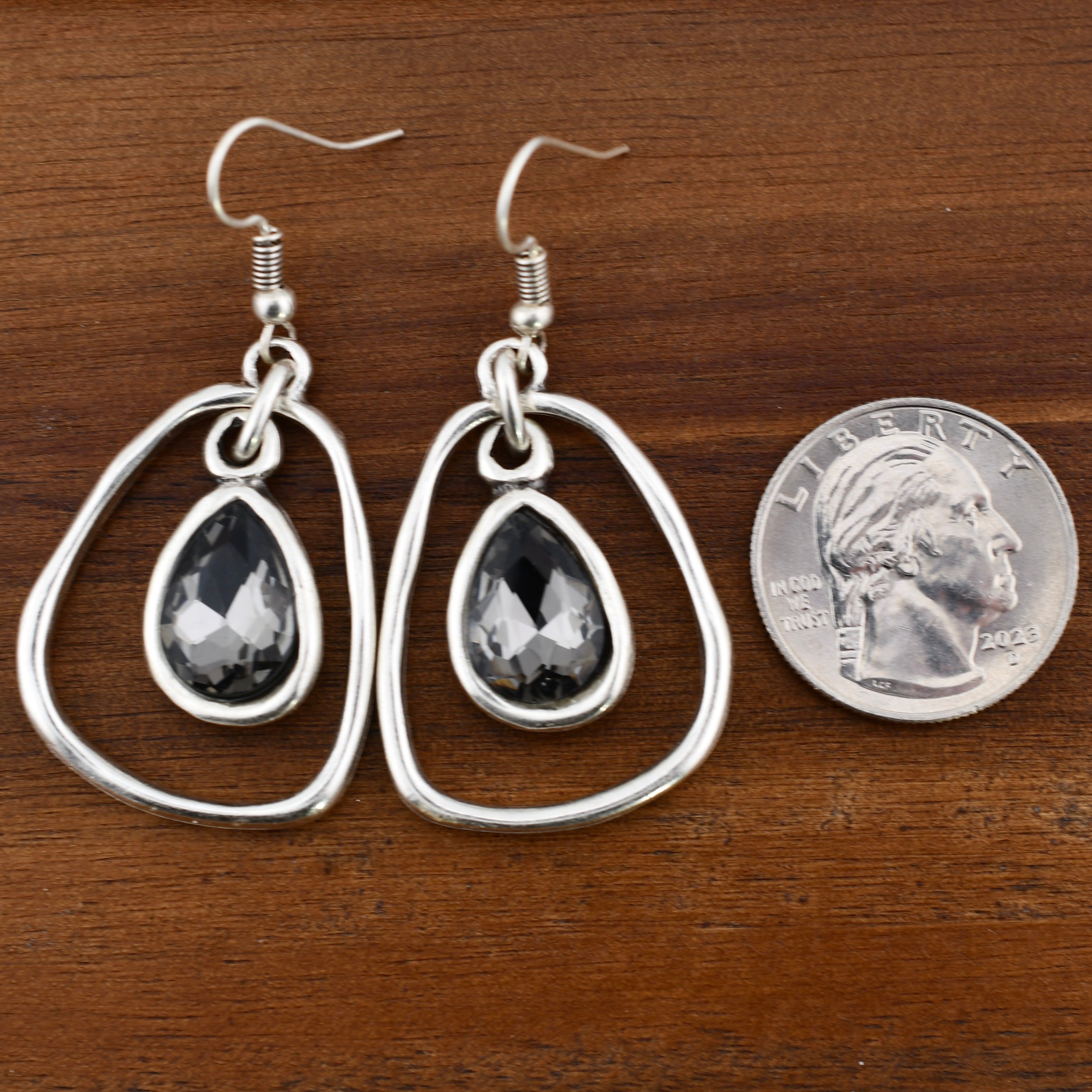 Dark Gray Crystal Pewter Earrings by Chanour for Harold & Hazel