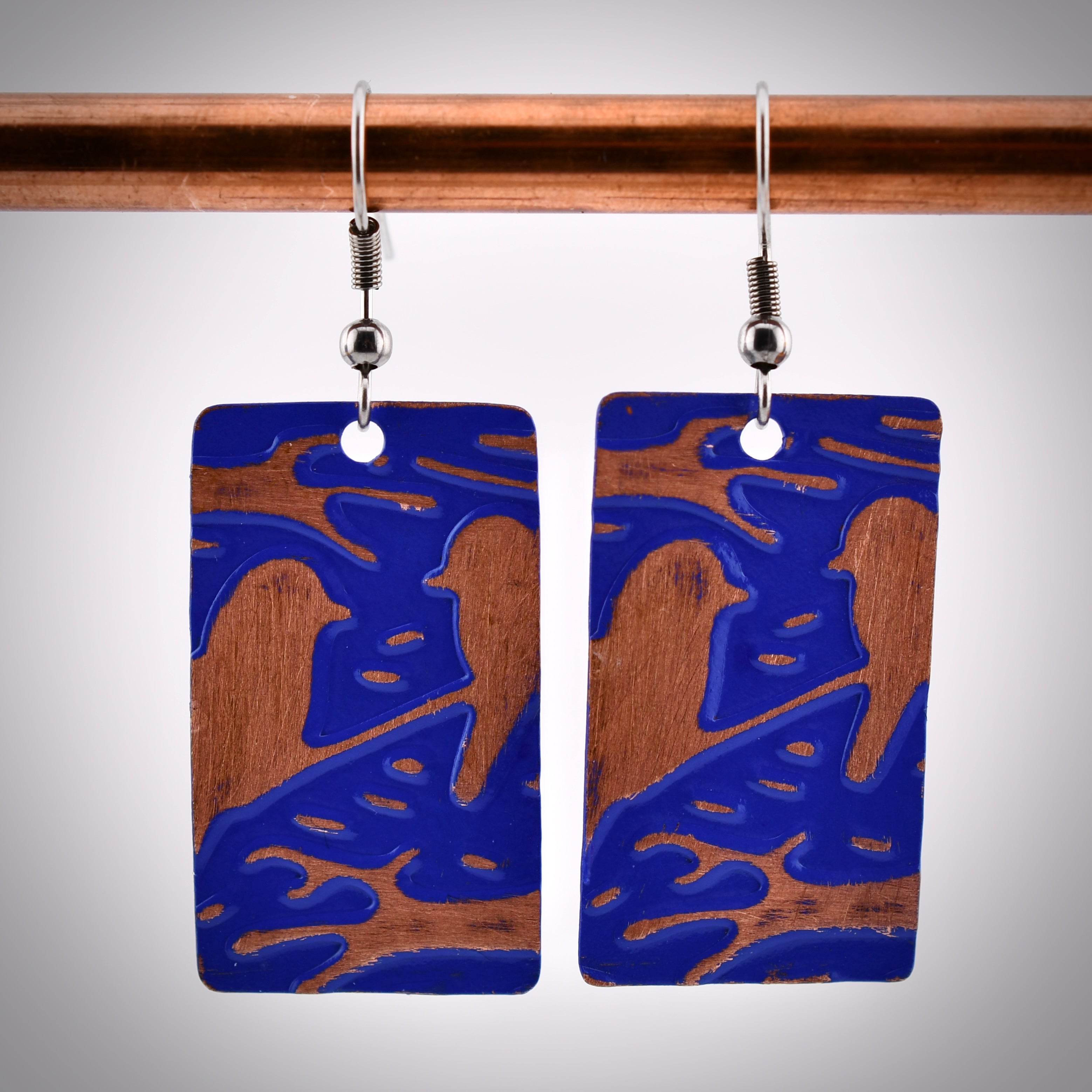 Embossed Bird Patina Earrings by Harold & Hazel