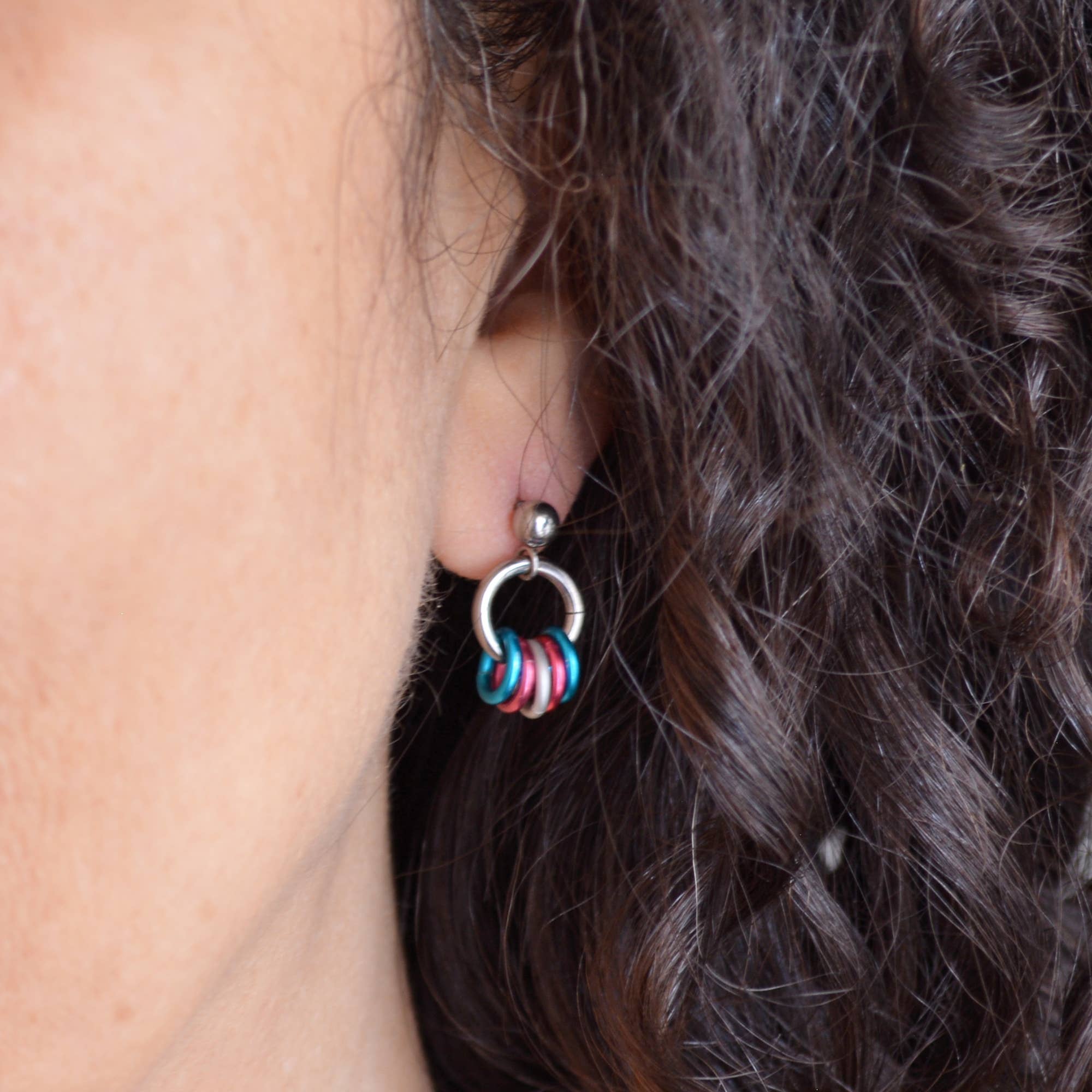 Transgender Pride Hoop Chainmaille Earrings