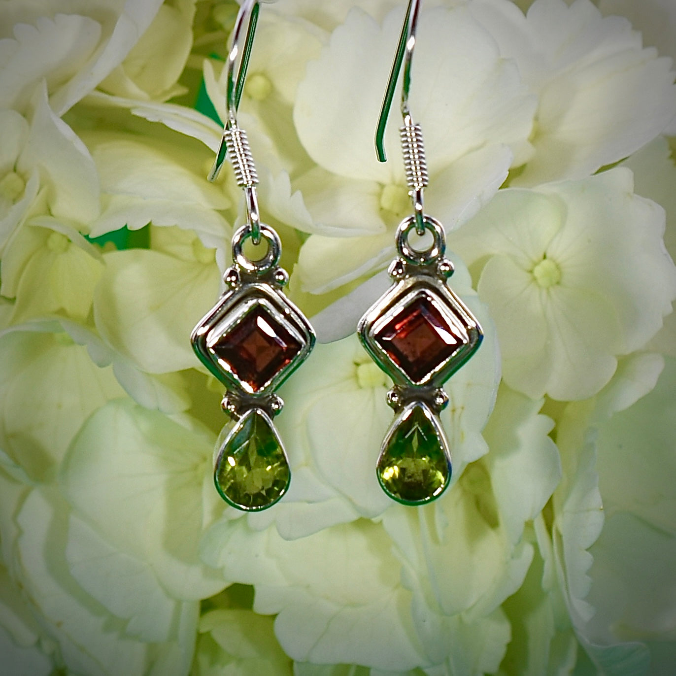 Garnet & Peridot Earrings