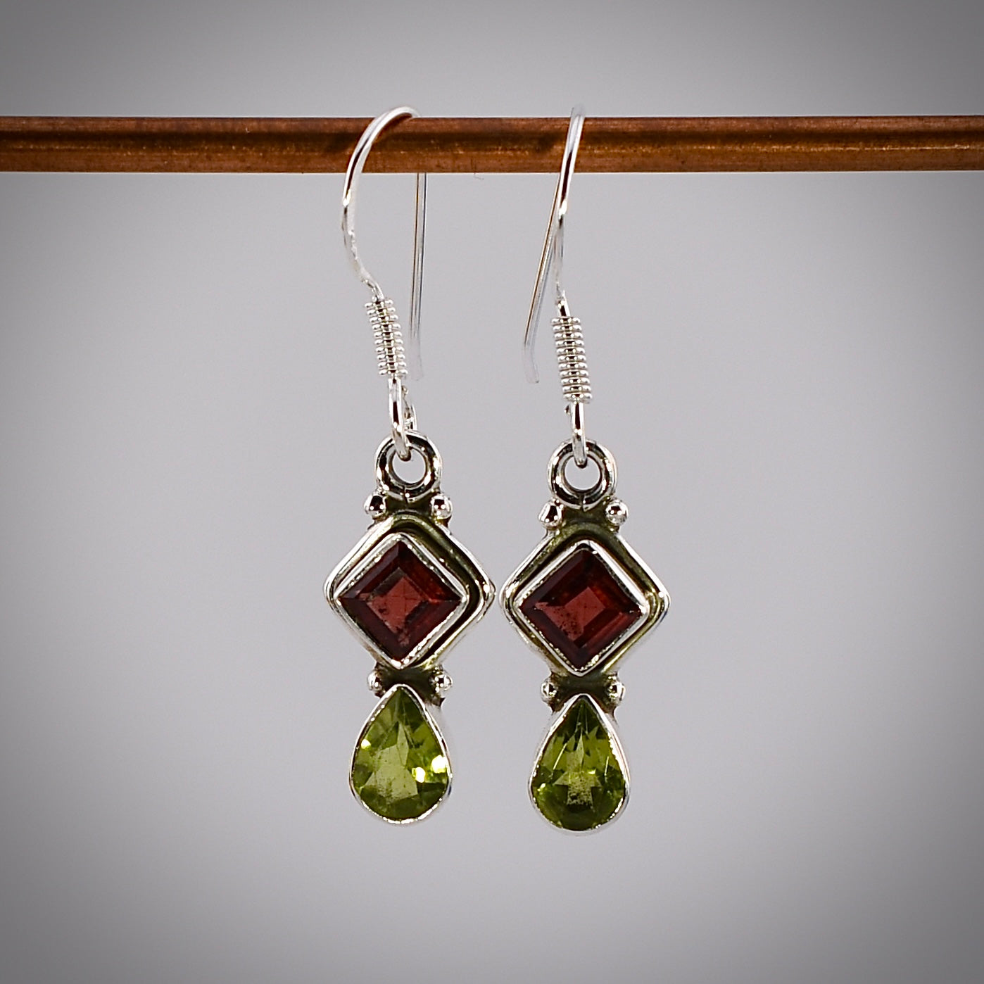 Garnet & Peridot Earrings