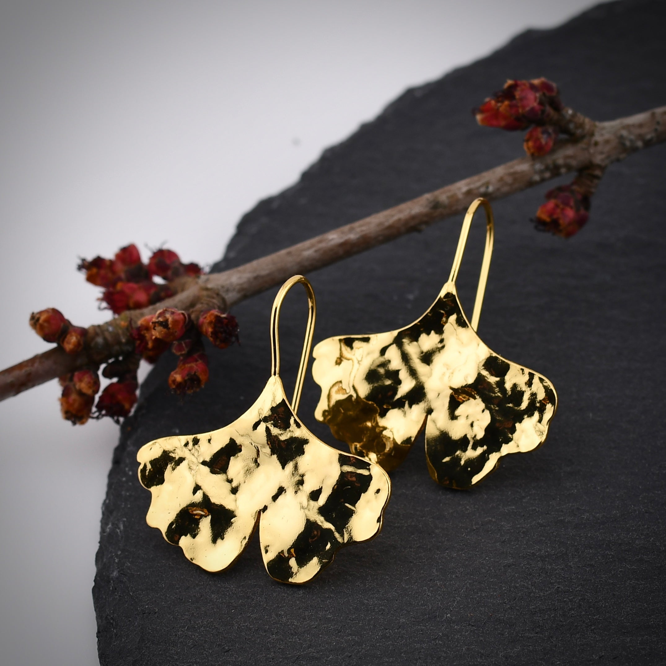 Glowing Ginkgo Earrings by Harold & Hazel