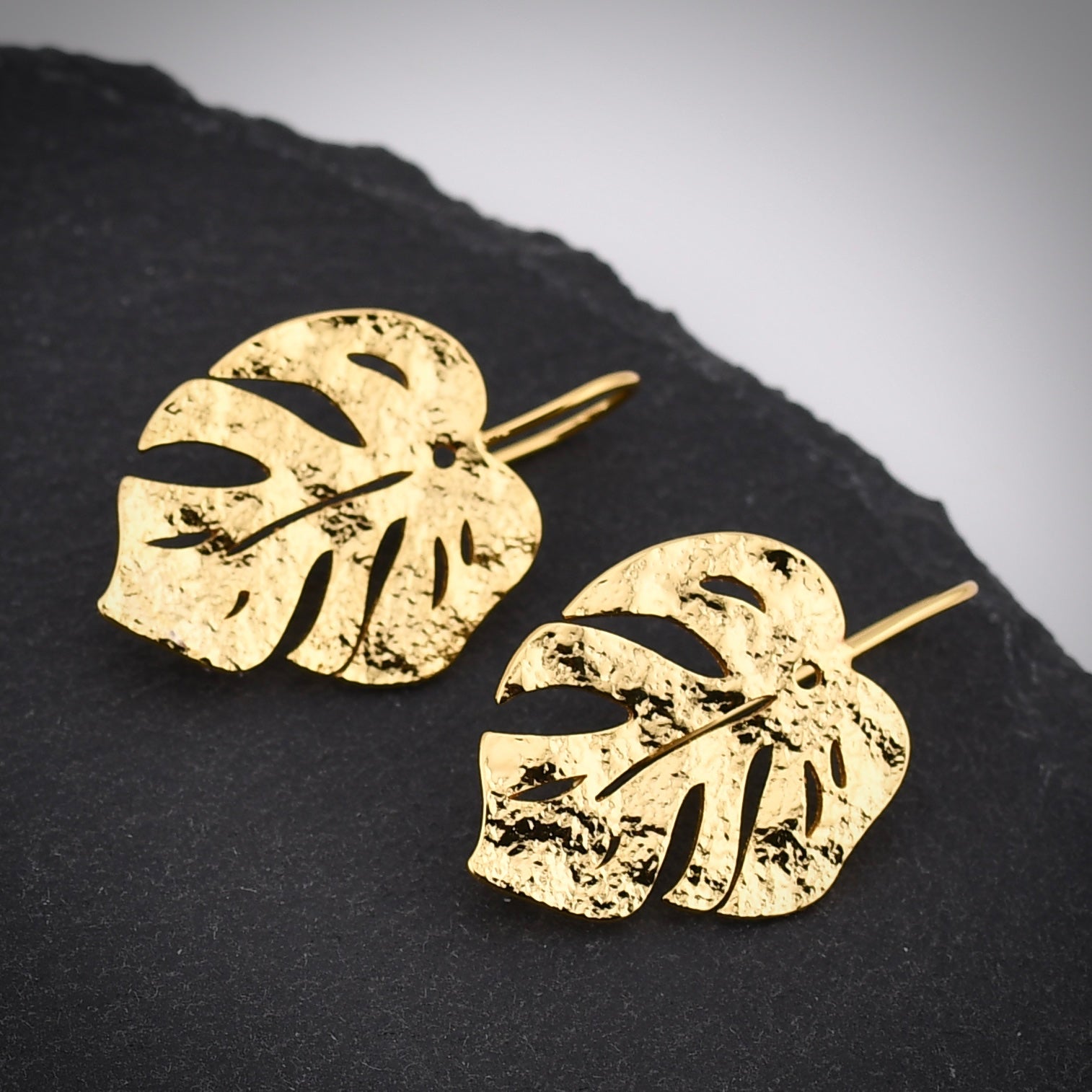 Golden Monstera Earrings by Harold & Hazel