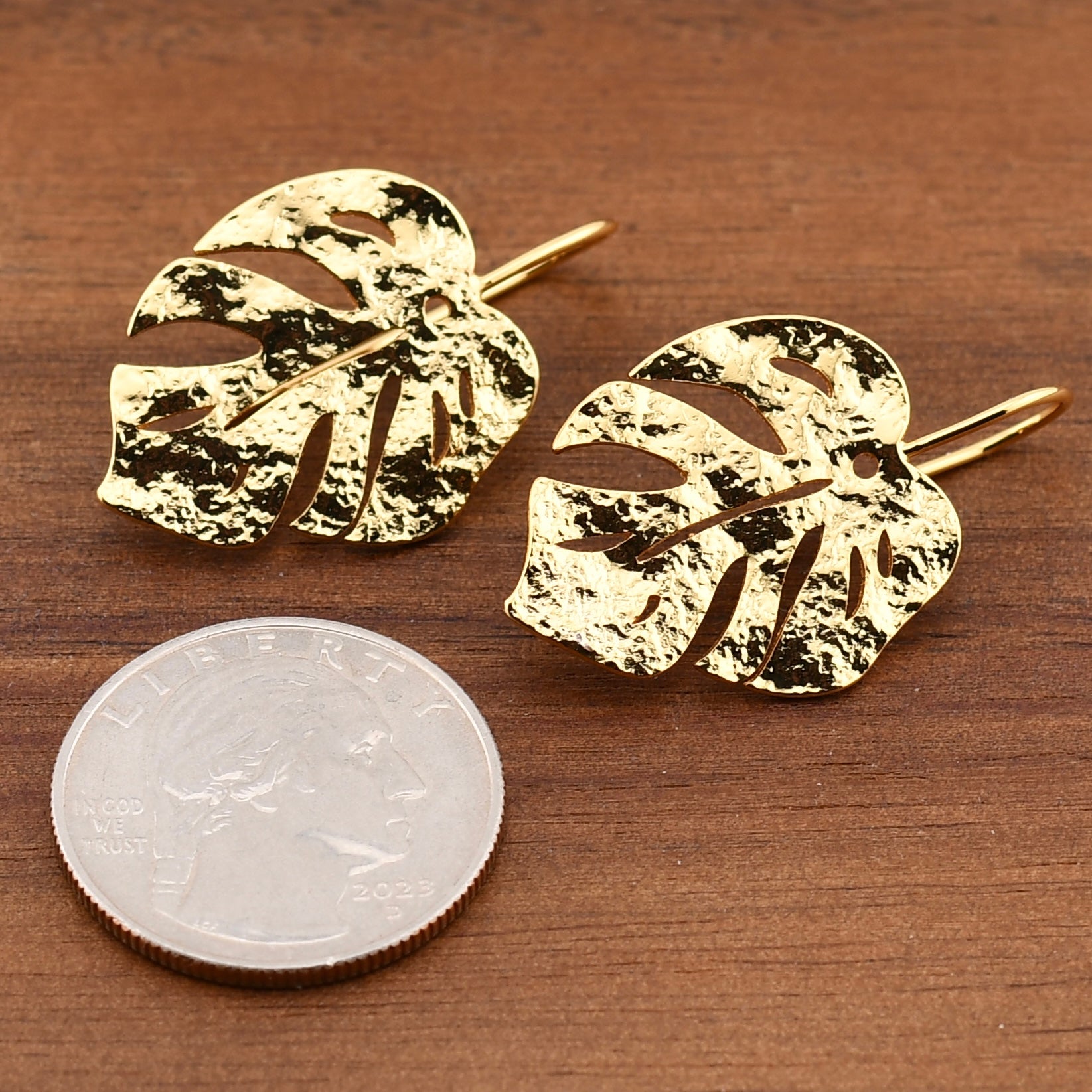 Golden Monstera Earrings by Harold & Hazel