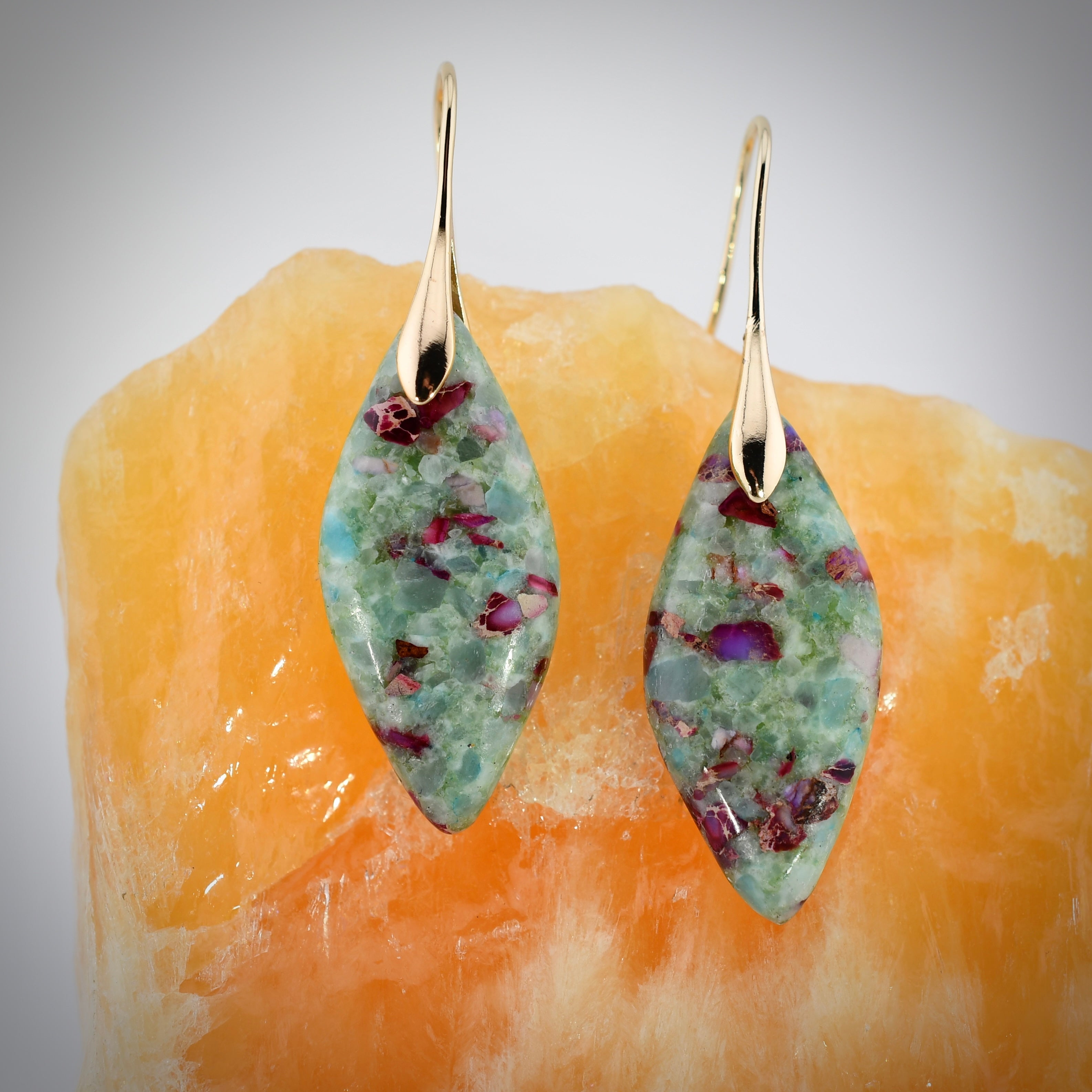 Jasper Leaf Earrings by Harold & Hazel