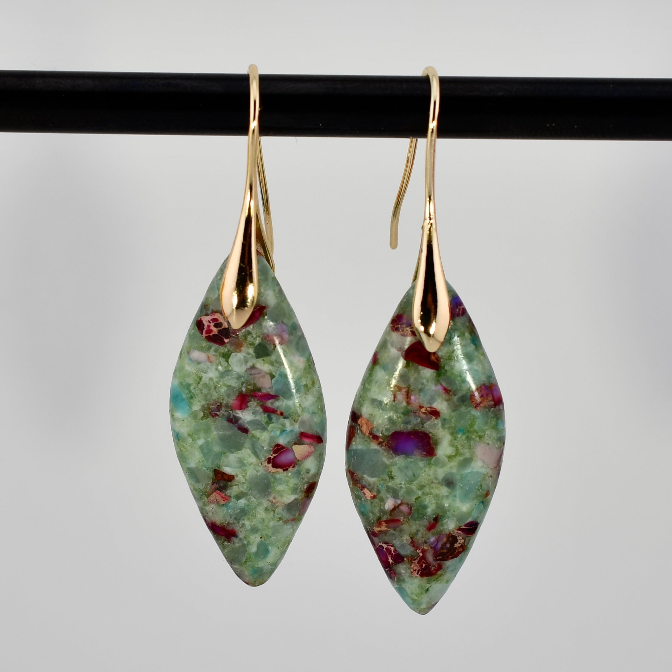 Jasper Leaf Earrings by Harold & Hazel