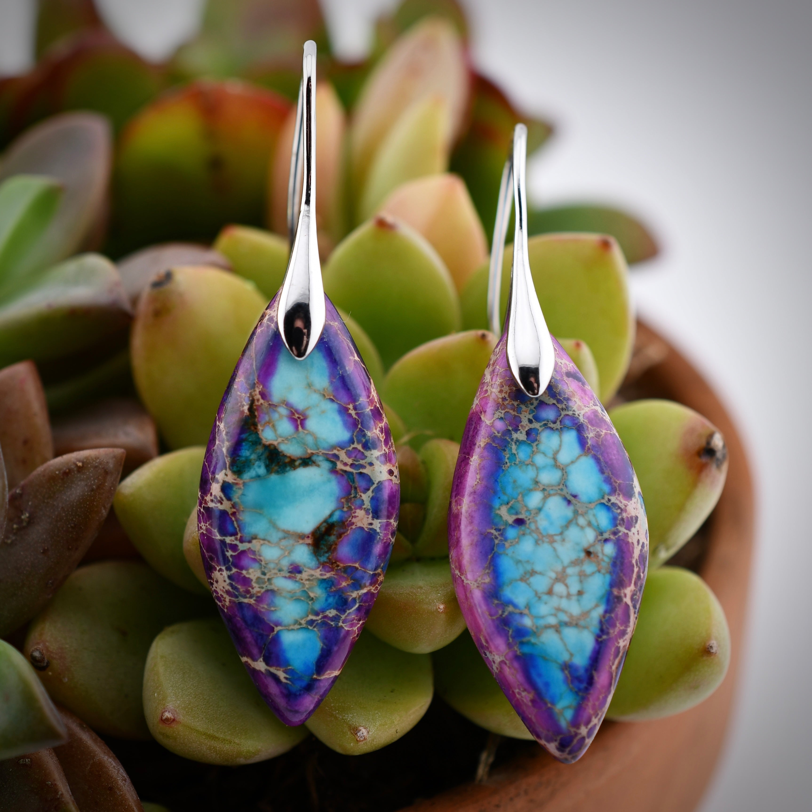 Jasper Leaf Earrings by Harold & Hazel