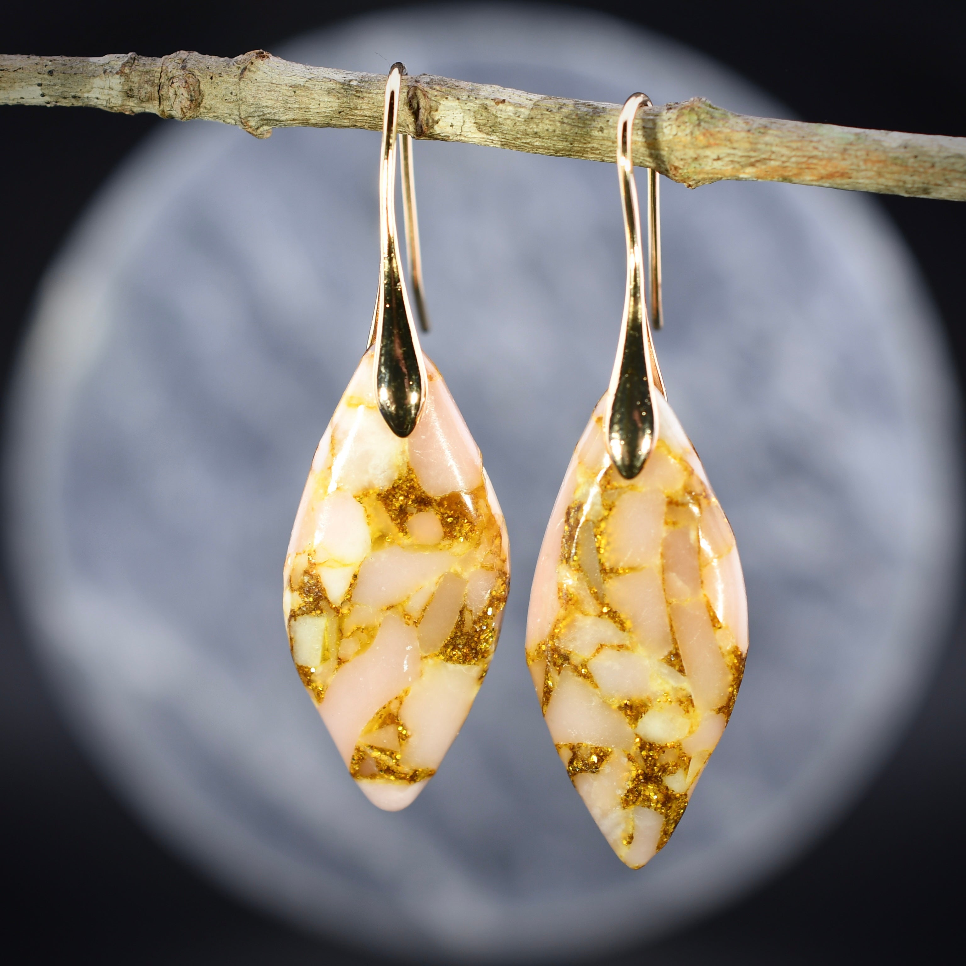 Jasper Leaf Earrings (Pink)