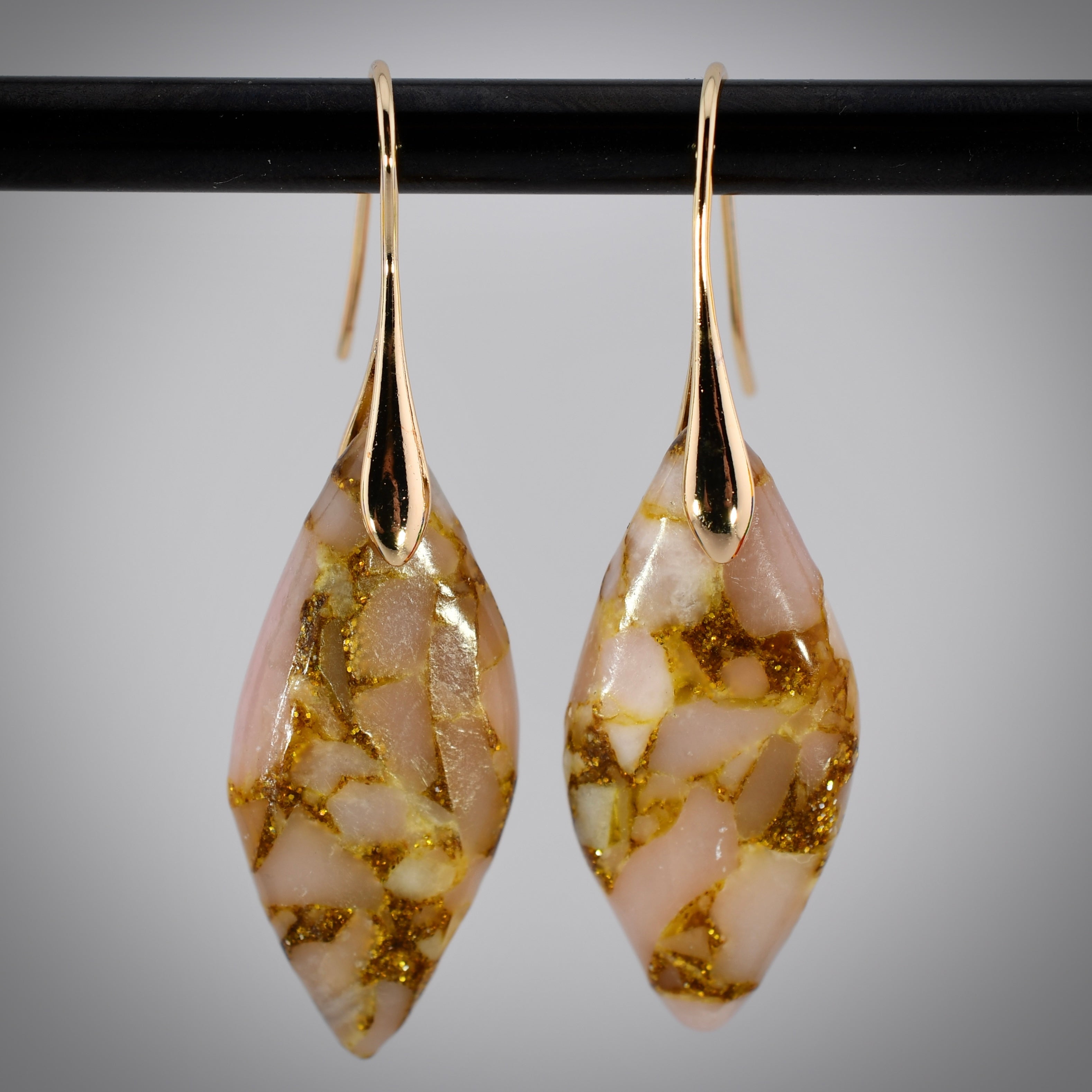 Jasper Leaf Earrings (Pink)