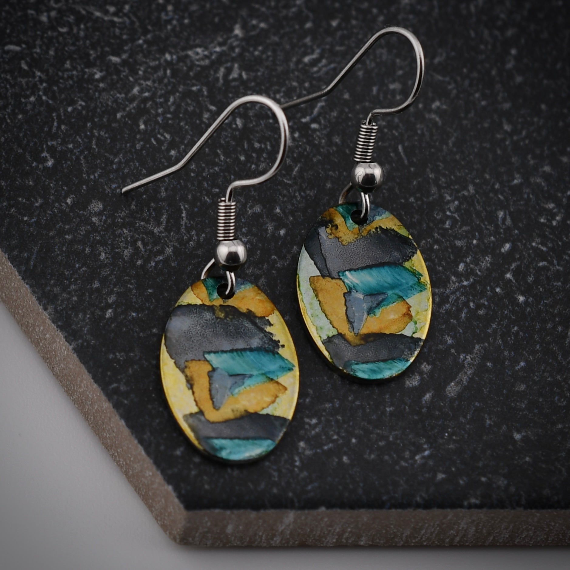 Painted Oval Earrings