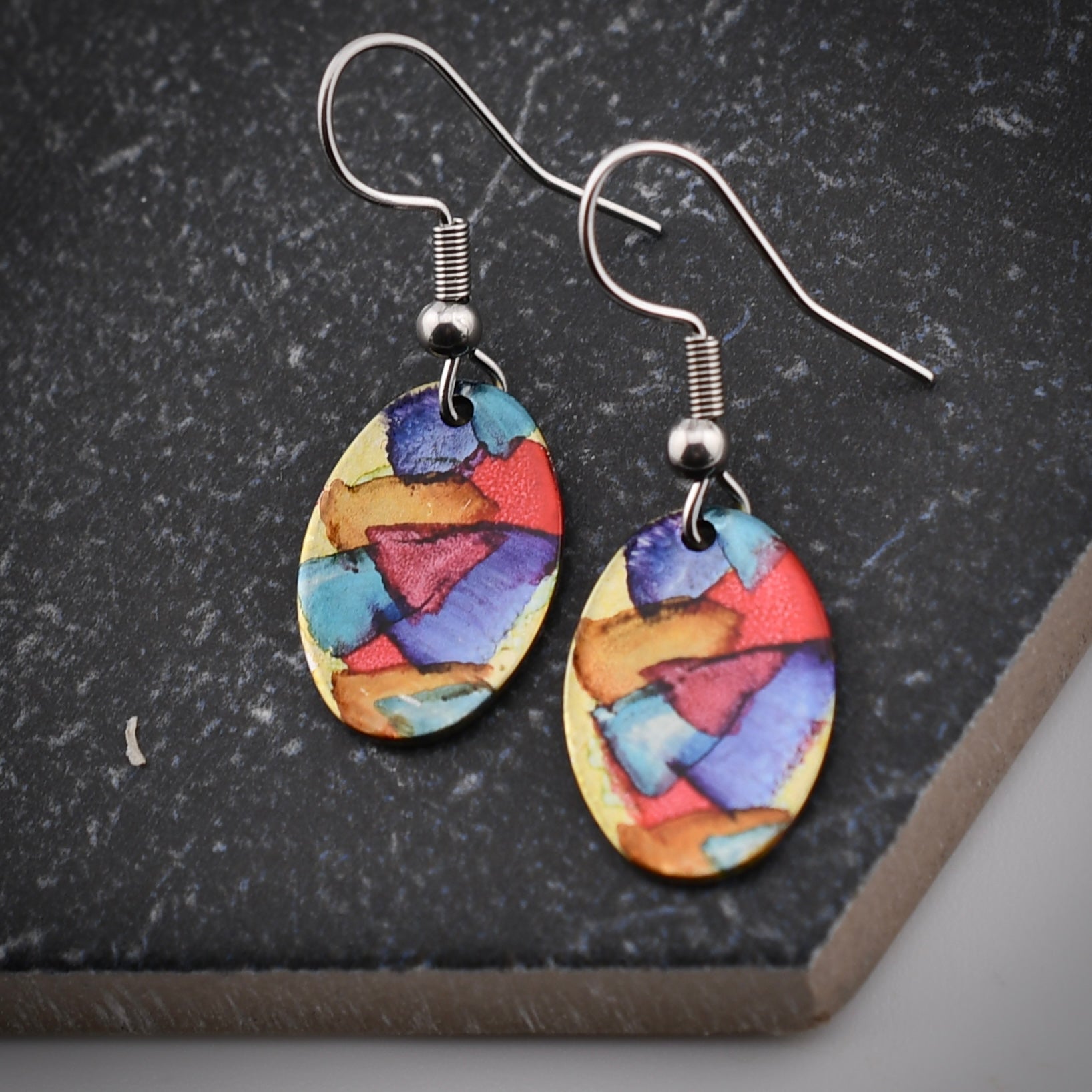 Painted Oval Earrings