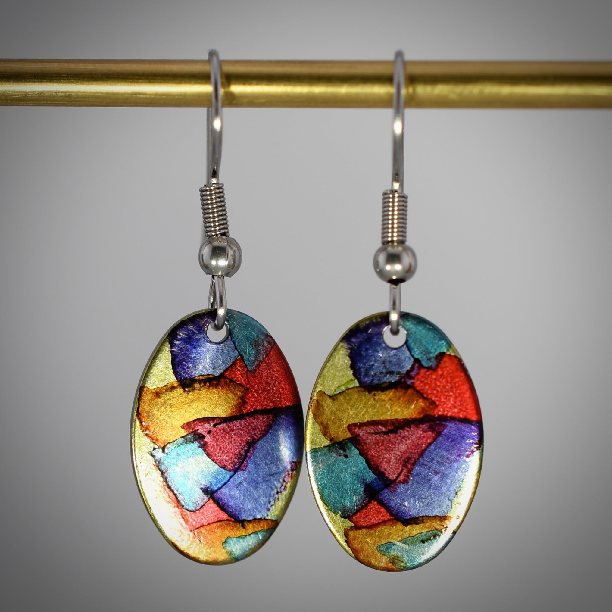 Painted Oval Earrings