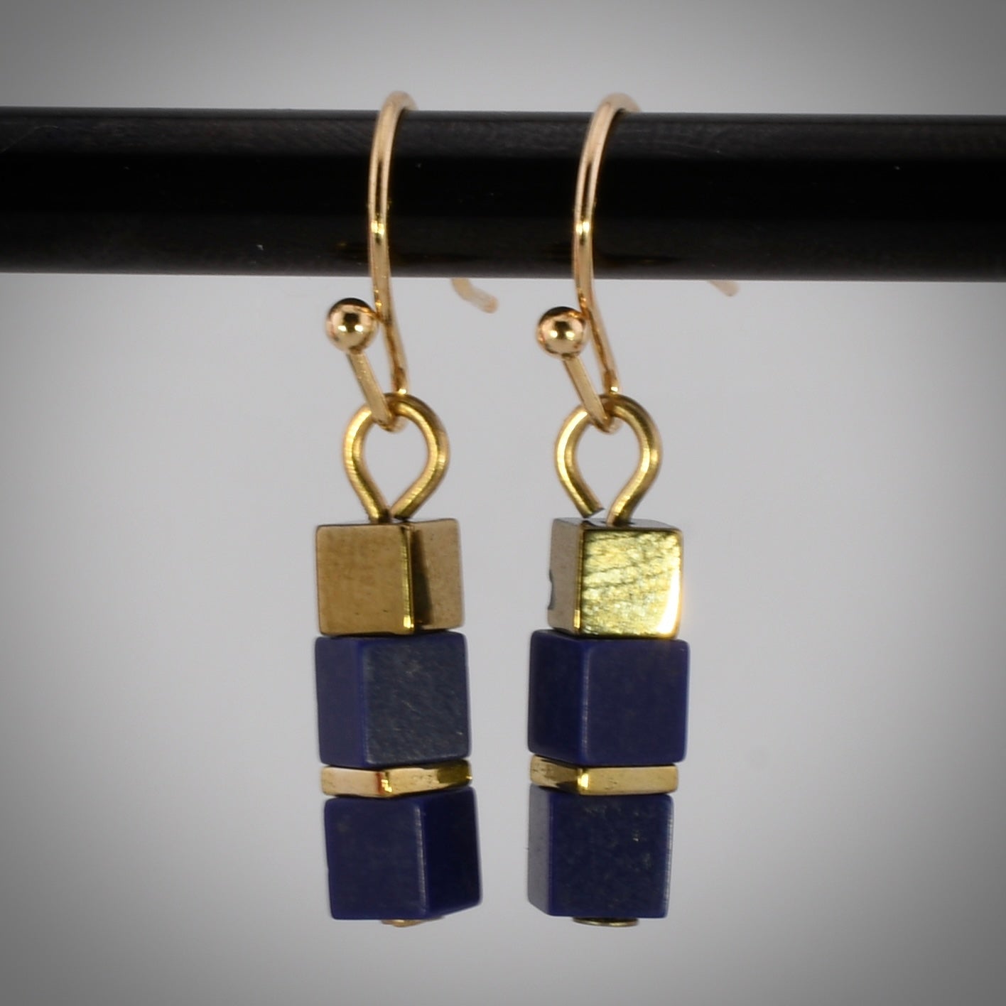 Petite Cubic Lapis Lazuli Earrings by Harold & Hazel