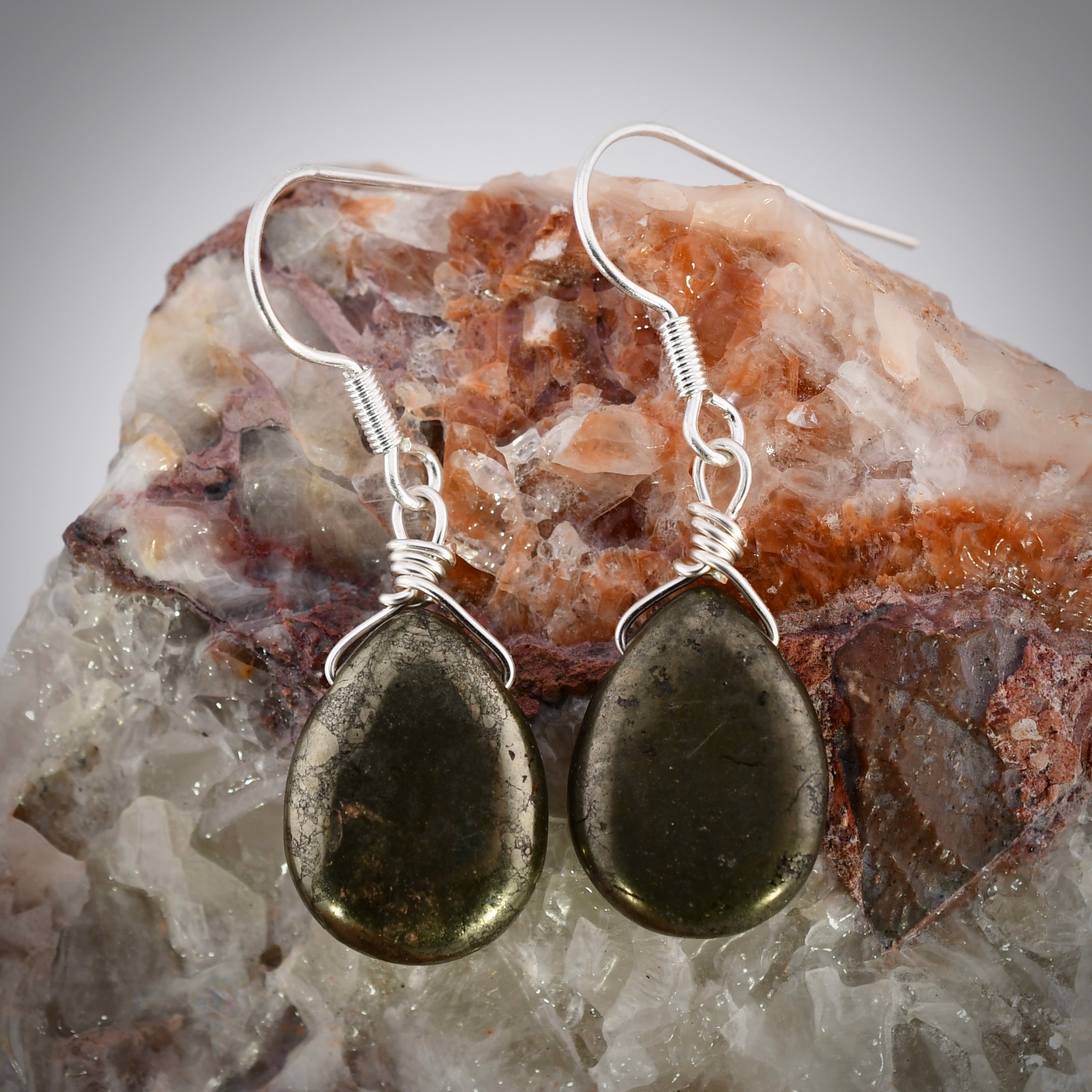 Polished Pyrite Earrings