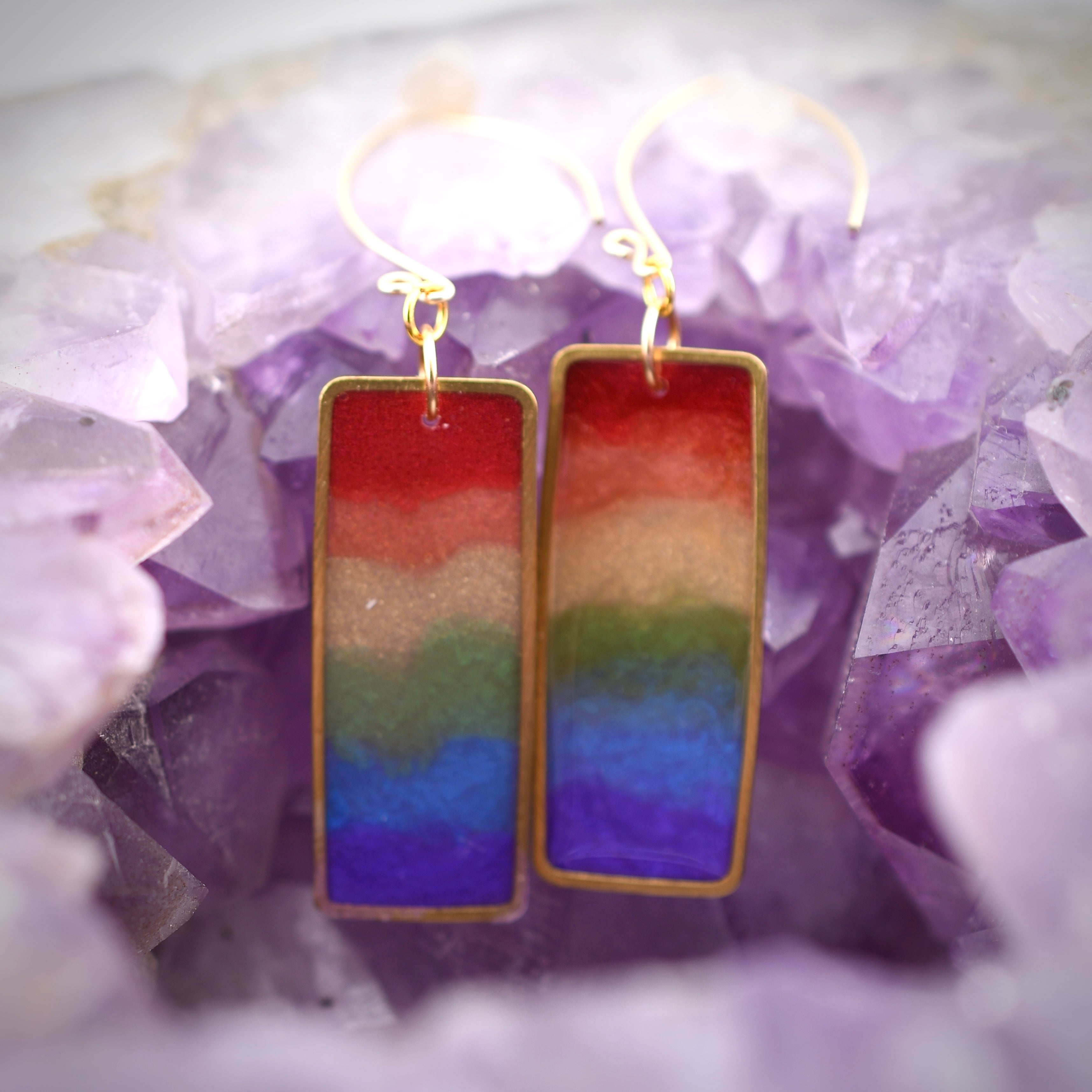 Rainbow Rectangle Earrings