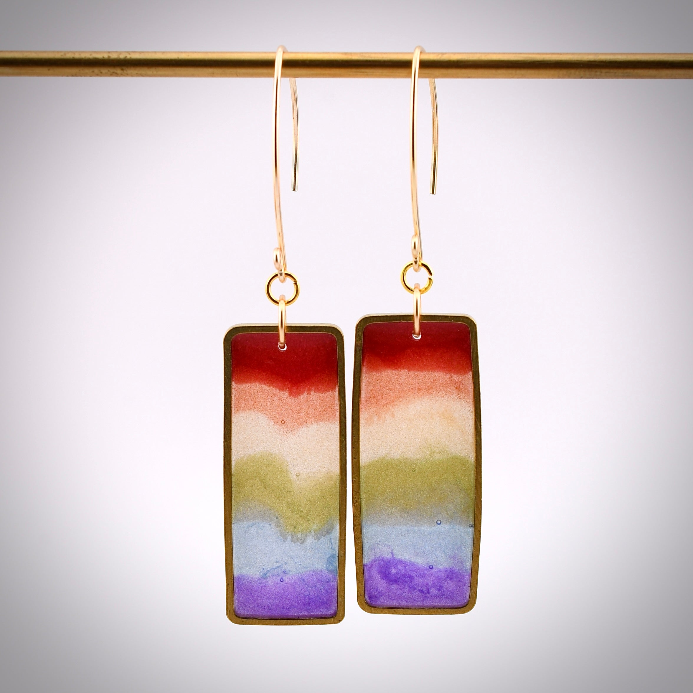 Rainbow Rectangle Earrings