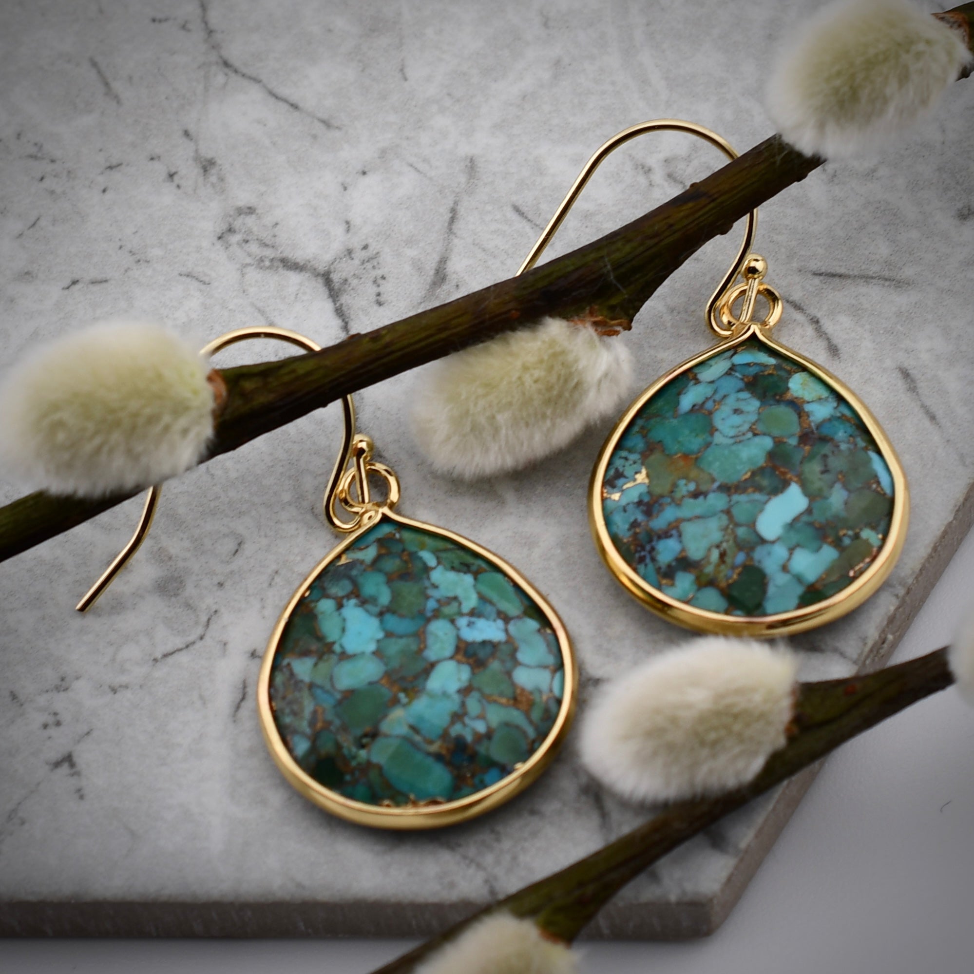 Turquoise Crackle Earrings by Harold & Hazel