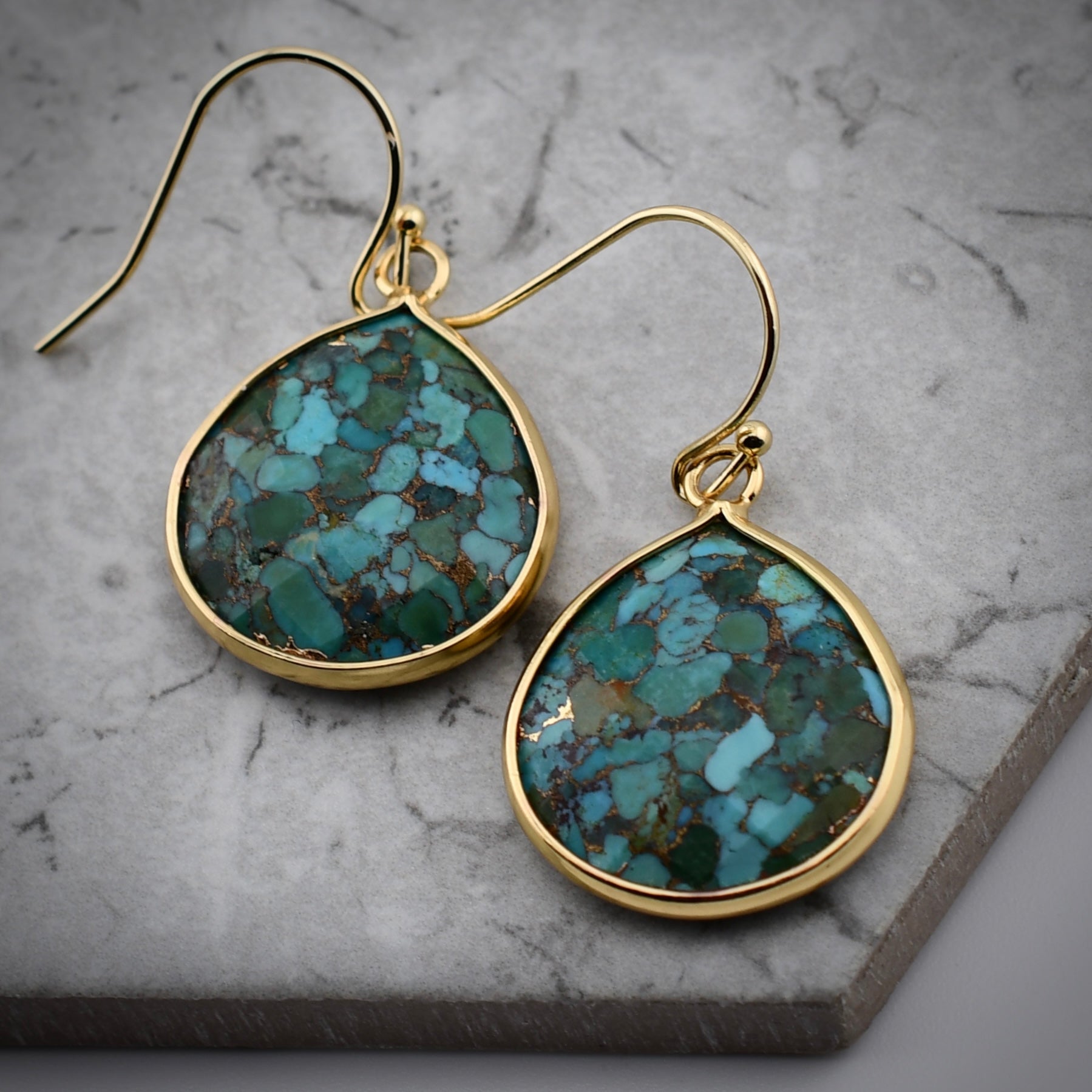 Turquoise Crackle Earrings by Harold & Hazel