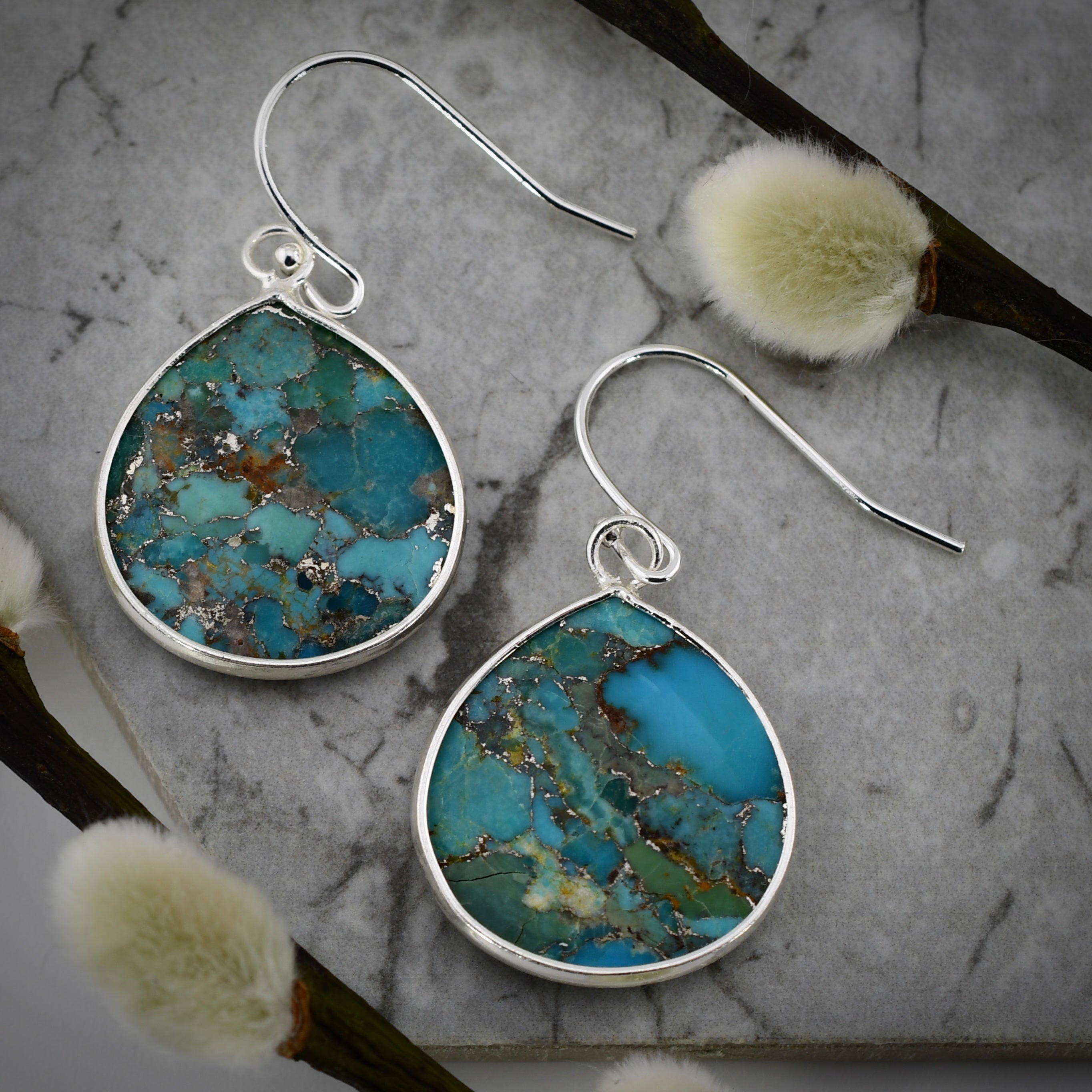 Turquoise Crackle Earrings by Harold & Hazel